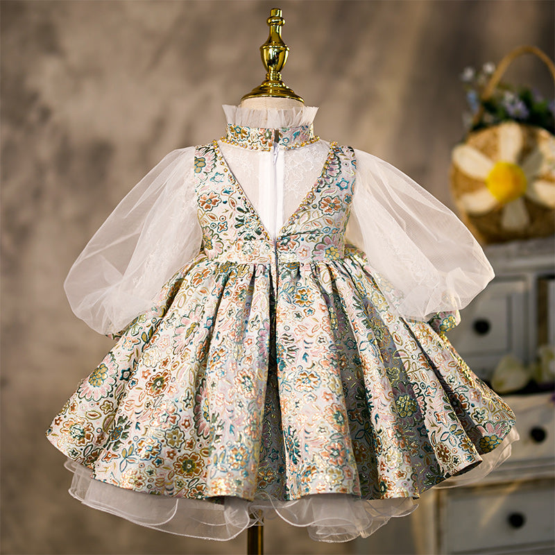Floral Princess Tea-Length Tulle Flower Girl Dress