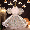 Floral Satin Princess Tea-Length Flower Girl Dress
