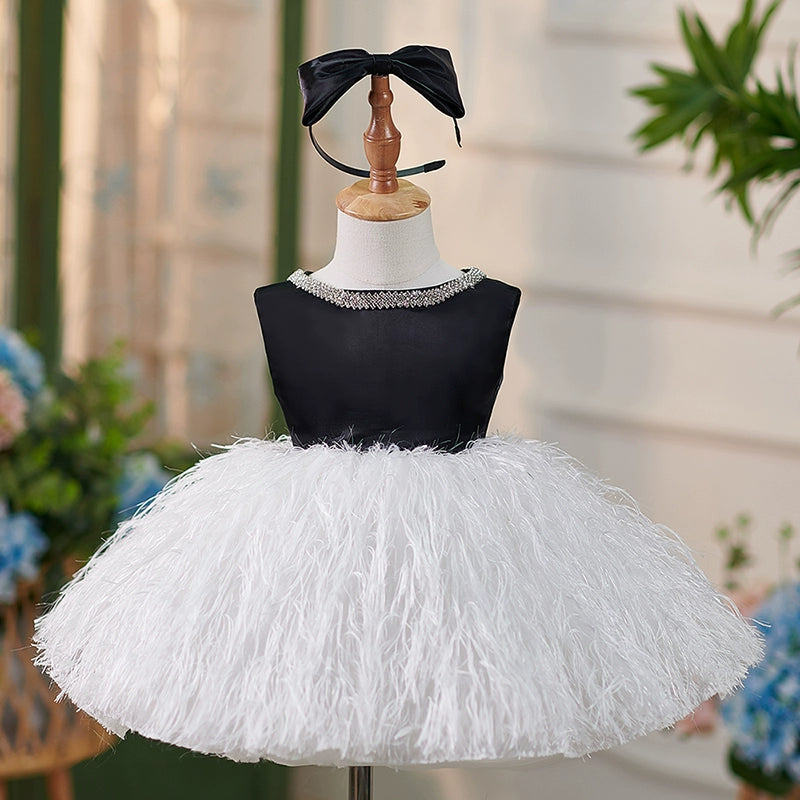 Sleeveless Black Ball Gown for Girls – Sequin & Bow Puffy Dress for Parties & Special Occasions