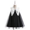 Robe trapèze en tulle noir pour fille, longueur thé, avec nœud