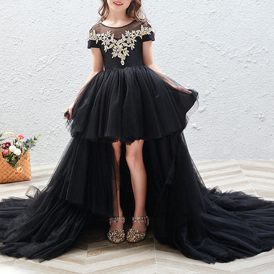 Girls Black Tulle Ball Gown with Lace – Flower Girl & Special Occasion Dress