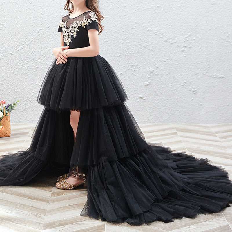 Girls Black Tulle Ball Gown with Lace – Flower Girl & Special Occasion Dress