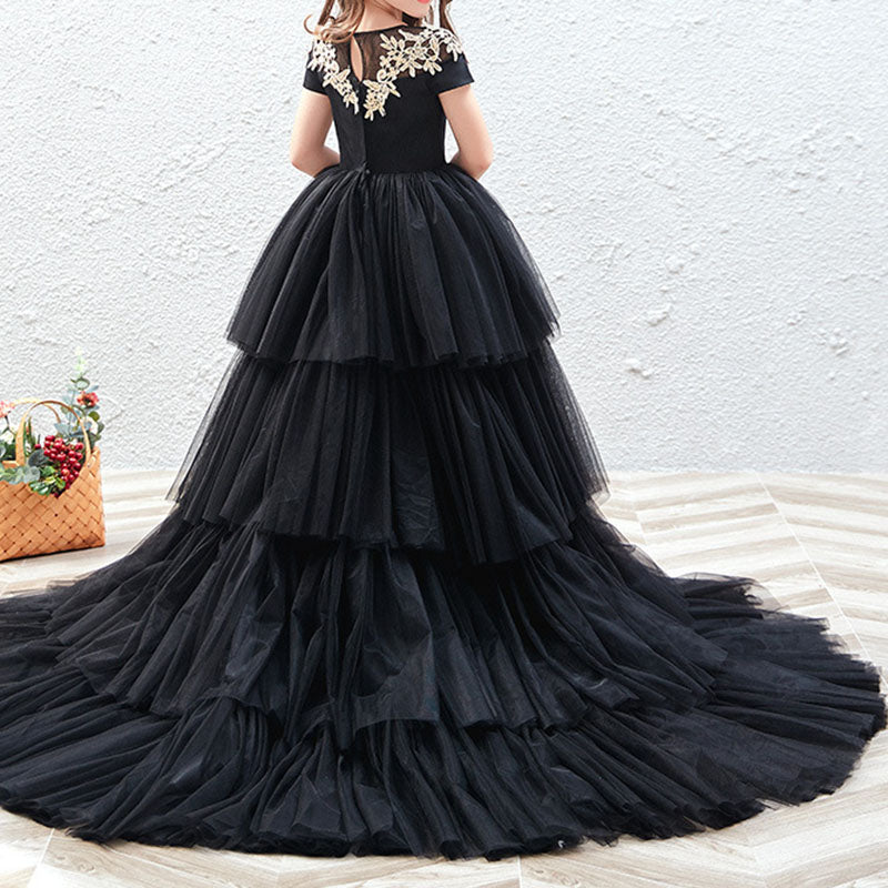 Girls Black Tulle Ball Gown with Lace – Flower Girl & Special Occasion Dress