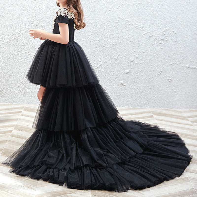 Girls Black Tulle Ball Gown with Lace – Flower Girl & Special Occasion Dress
