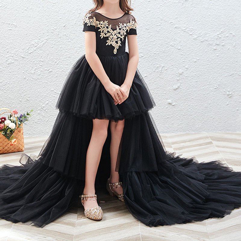 Girls Black Tulle Ball Gown with Lace – Flower Girl & Special Occasion Dress