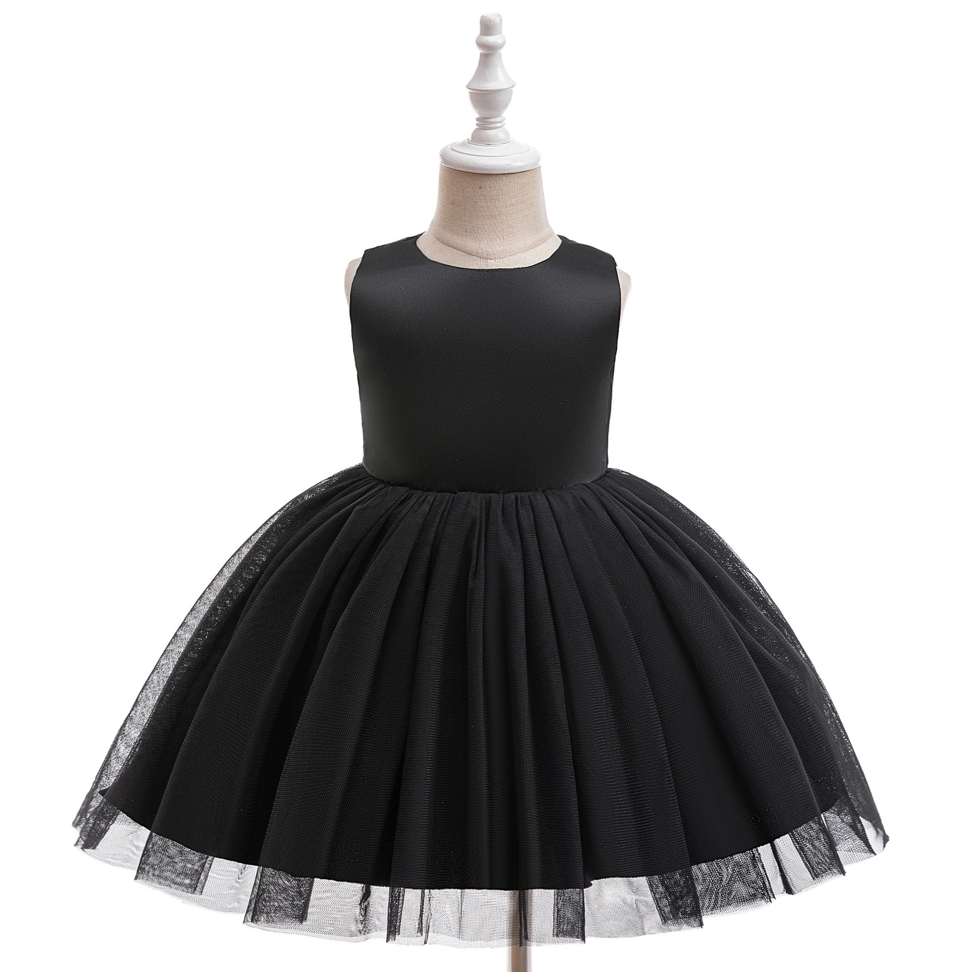 Girls Halloween Tulle Skater Dress Black | Ghost Witch Tea Length Party Outfit