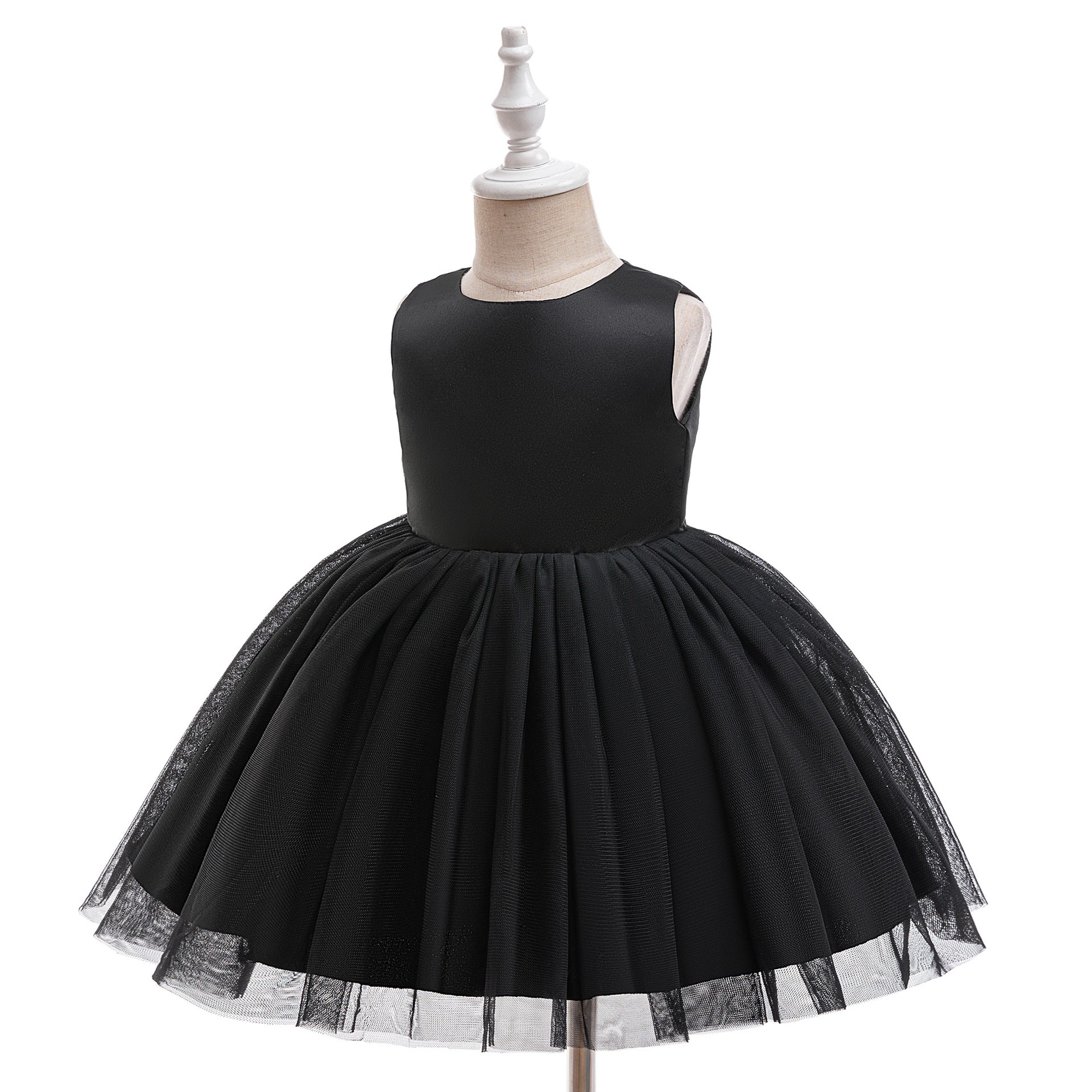 Girls Halloween Tulle Skater Dress Black | Ghost Witch Tea Length Party Outfit