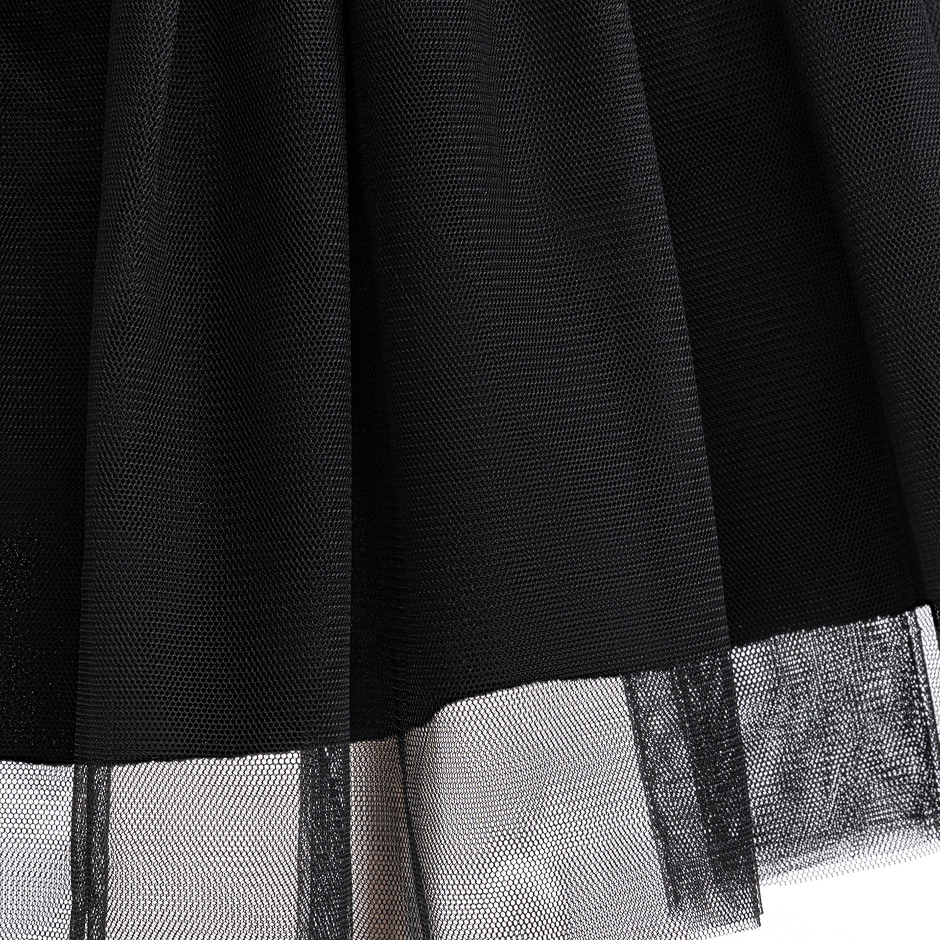 Girls Halloween Tulle Skater Dress Black | Ghost Witch Tea Length Party Outfit