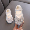 Girls' Glitter Block Heel Party Shoes with Bows and Pearls