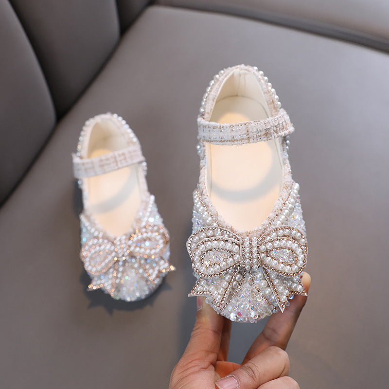 Girls' Glitter Block Heel Closed-Toe Dress Shoes | Party & Flower Girl Shoes