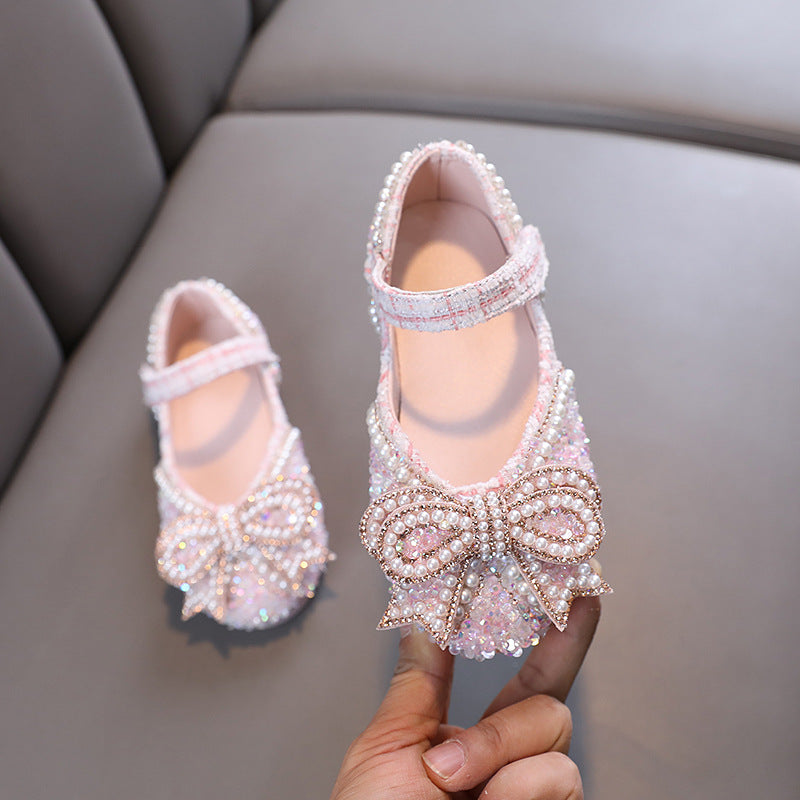 Girls' Glitter Block Heel Closed-Toe Dress Shoes | Party & Flower Girl Shoes