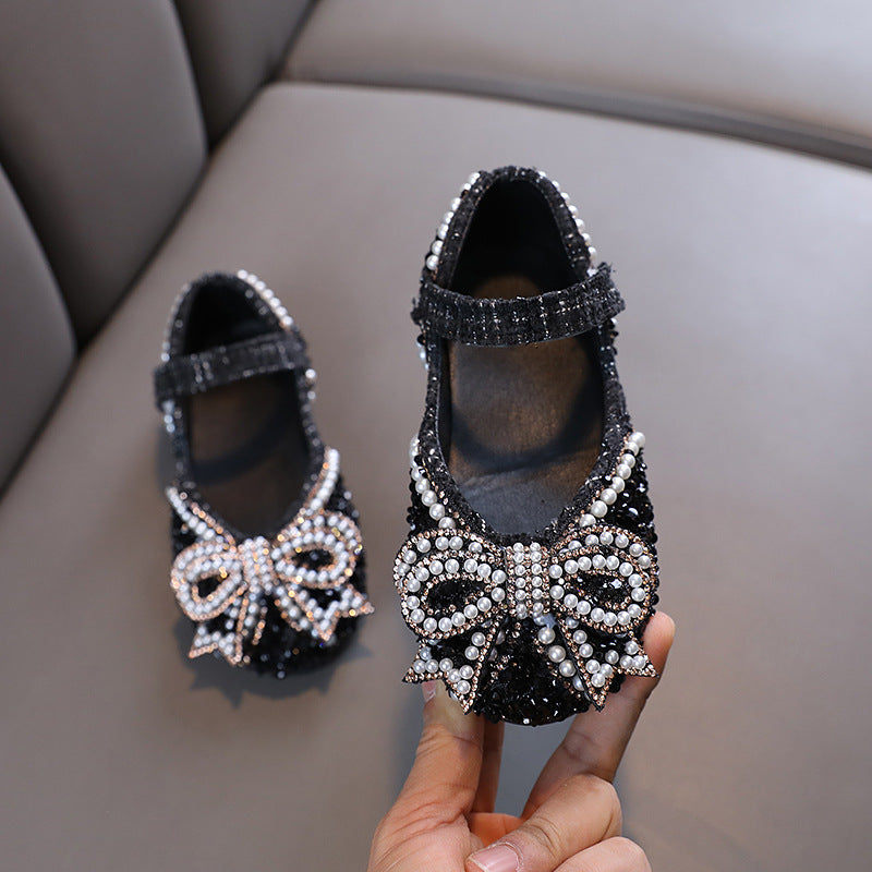 Girls' Glitter Block Heel Closed-Toe Dress Shoes | Party & Flower Girl Shoes