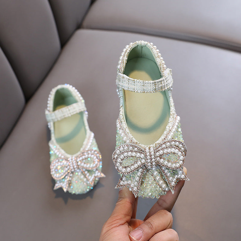 Girls' Glitter Block Heel Closed-Toe Dress Shoes | Party & Flower Girl Shoes