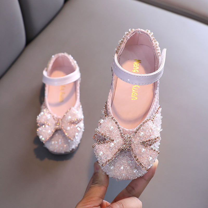 Girls Sparkly Party Shoes – Closed Toe Glitter Special Occasion Flower Girl Shoes