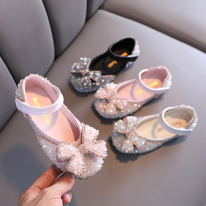 Girls Sparkly Party Shoes – Closed Toe Glitter Special Occasion Flower Girl Shoes