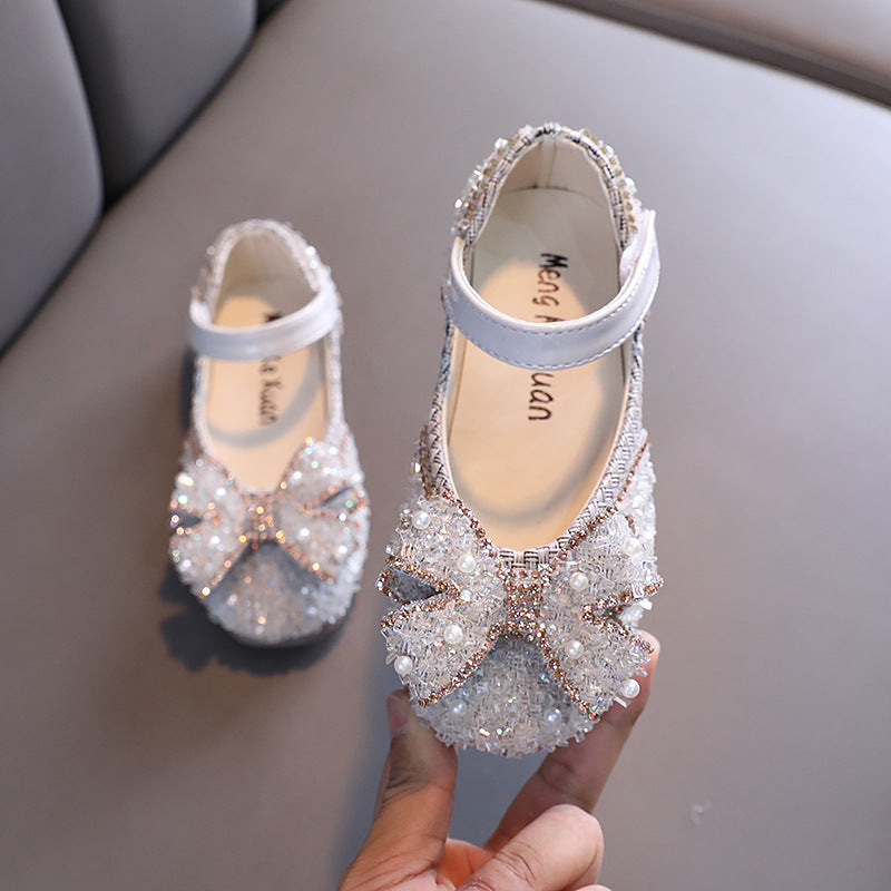 Girls Sparkly Party Shoes – Closed Toe Glitter Special Occasion Flower Girl Shoes