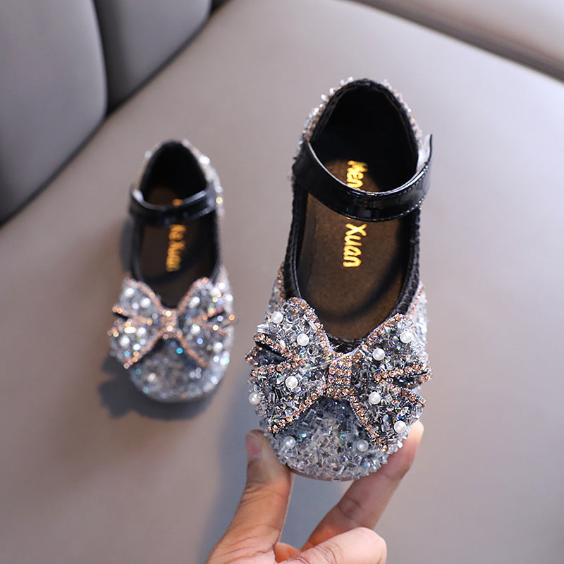 Girls Sparkly Party Shoes – Closed Toe Glitter Special Occasion Flower Girl Shoes