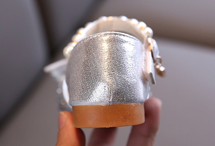 Girls' Glitter Closed-Toe Special Occasion Dress Shoes with Rhinestone Butterfly