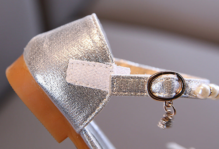 Girls' Glitter Closed-Toe Special Occasion Dress Shoes with Rhinestone Butterfly