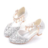 Girls' Glitter Closed-Toe Dress Shoes with Sequins and Rhinestone Embellishments