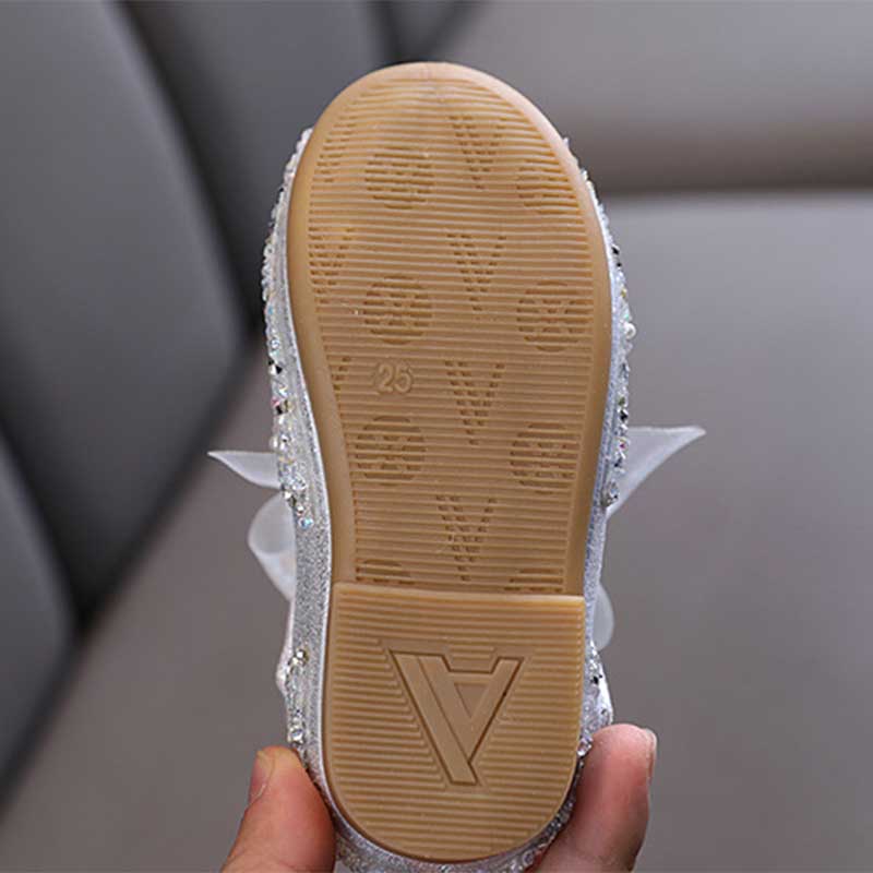 Sparkly Closed-Toe Party Shoes for Girls with Rhinestones & Bows