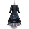 Robe trapèze à imprimé citrouille et chauve-souris pour fille, longueur au sol