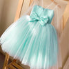 Girls Illusion Neckline Ball Gown with Bows