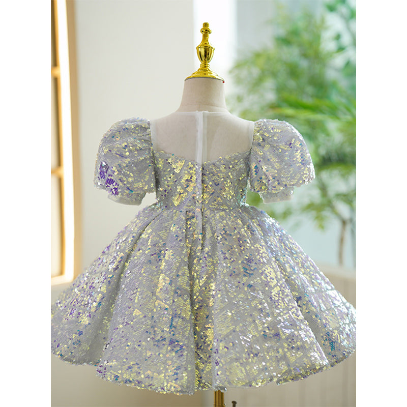 Light Blue Sequin Ball Gown Dress for Girls - Birthday Party & Flower Girl