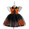 Robe de sorcière orange à imprimé château pour fille pour Halloween