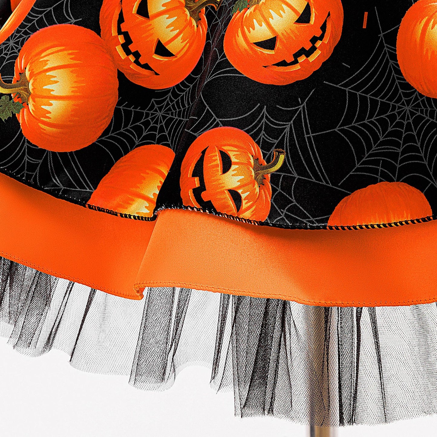 Orange Pumpkin Sequin Halter Girls Dress with Ruffles – Halloween Party Dress