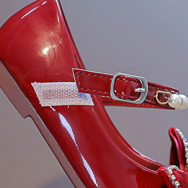 Pearl Bow Sparkly Closed-Toe Dress Shoes for Girls – Party & Flower Girl Shoes