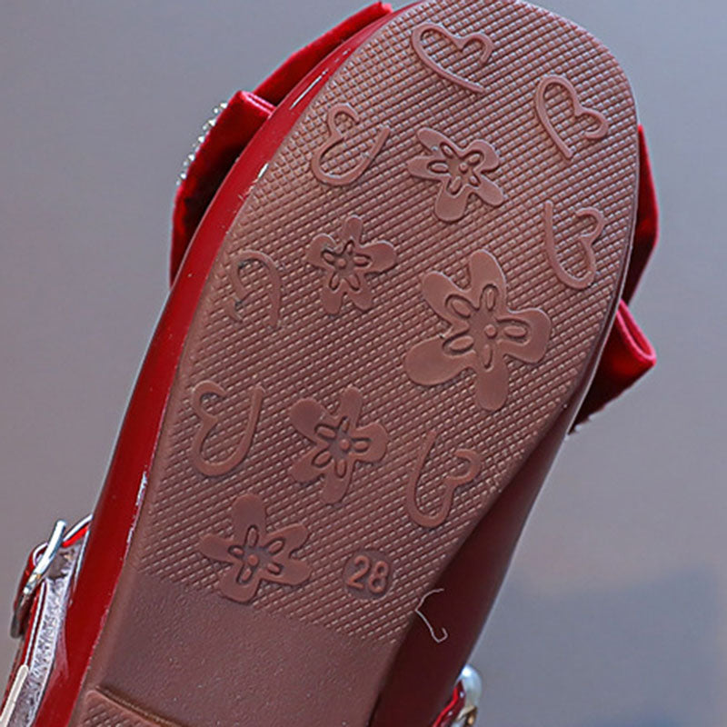 Pearl Bow Sparkly Closed-Toe Dress Shoes for Girls – Party & Flower Girl Shoes