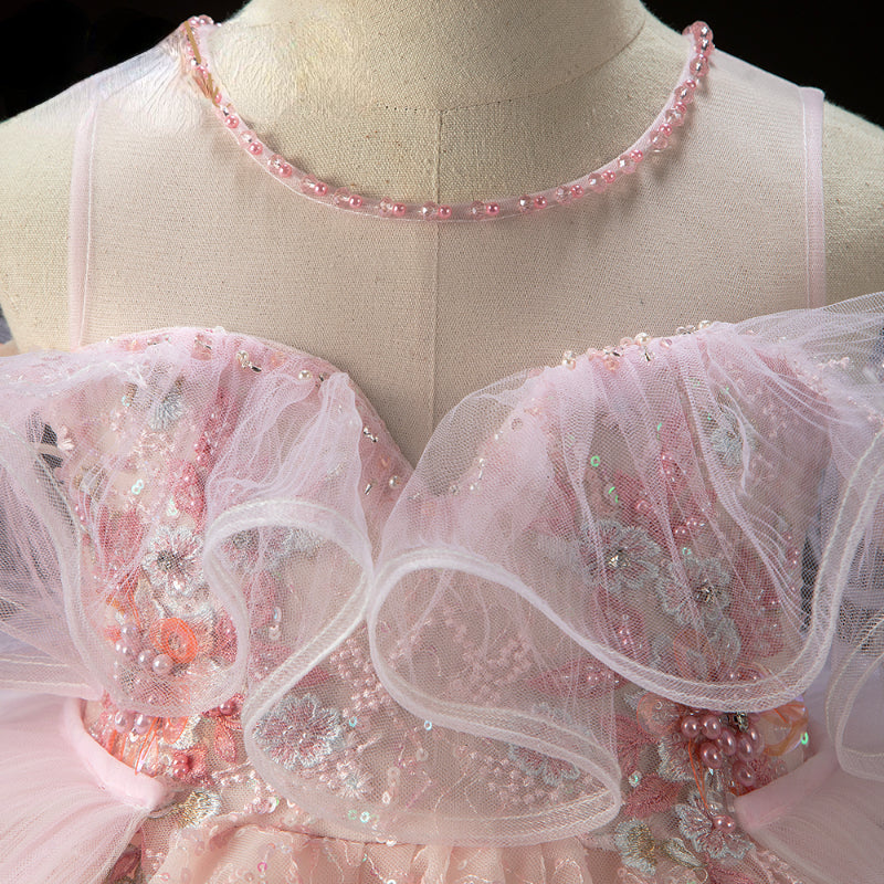 Sequined Pink Girls Ball Gown Dress for Parties & Special Occasions | Age 3-10