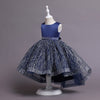 Girls Sequin Satin Ball Gown Sleeveless Tea Length Dress