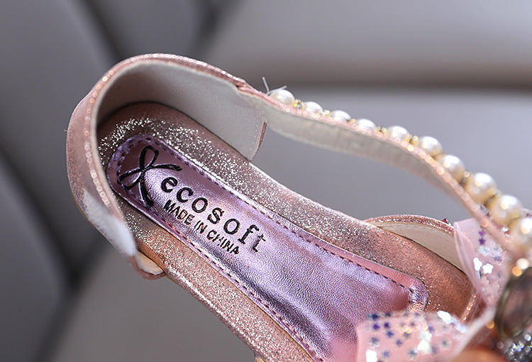 Girls' Sparkly Closed-Toe Dress Shoes with Bows for Special Occasions