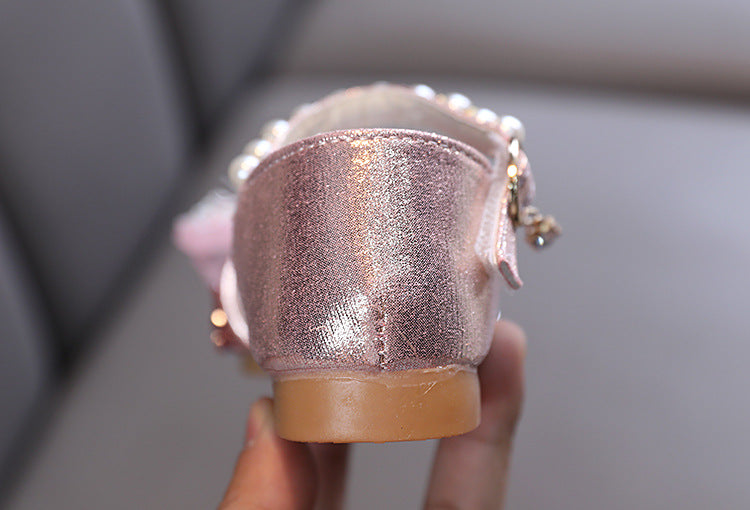 Girls' Sparkly Closed-Toe Dress Shoes with Bows for Special Occasions