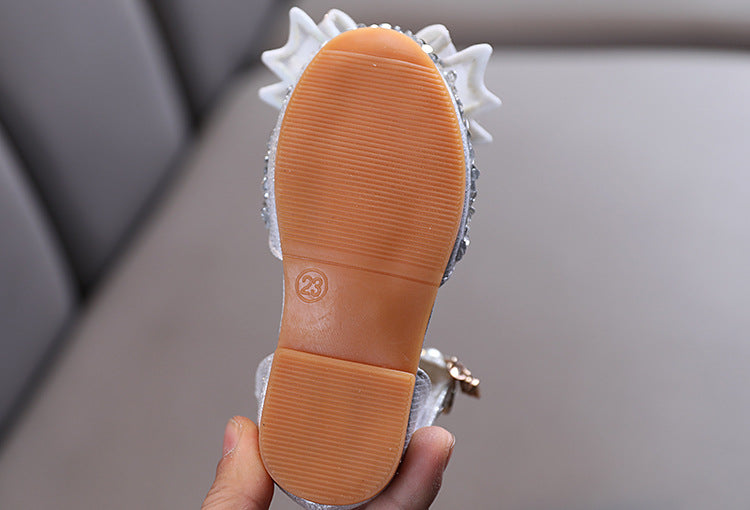 Girls' Sparkly Closed-Toe Dress Shoes with Bow, Pearls & Sequins | Special Occasion Sandals