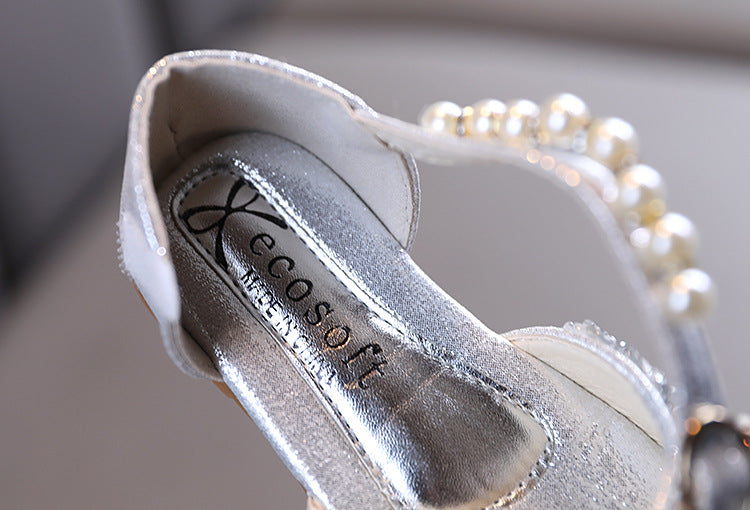 Girls' Sparkly Closed-Toe Dress Shoes with Bow, Pearls & Sequins | Special Occasion Sandals