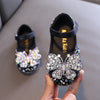 Girls' Glitter Butterfly Dress Shoes with Pearls and Rhinestones