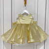 Gold Shiny Sleeveless Bow-knot Ball Gown for Girls