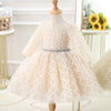 Ivory A-line Tea-Length Flower Girl Dress with Sequins and Ruffles