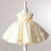 Ivory Tulle Princess Flower Girl Dress: Sleeveless Flowers