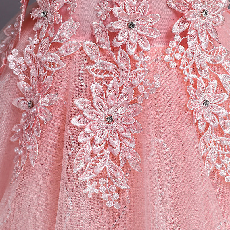 Lace Tulle A-Line Flower Girl Dress Sleeveless Floor Length