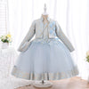 Lace Tulle Princess Flower Girl Dress Long Sleeves Flowers
