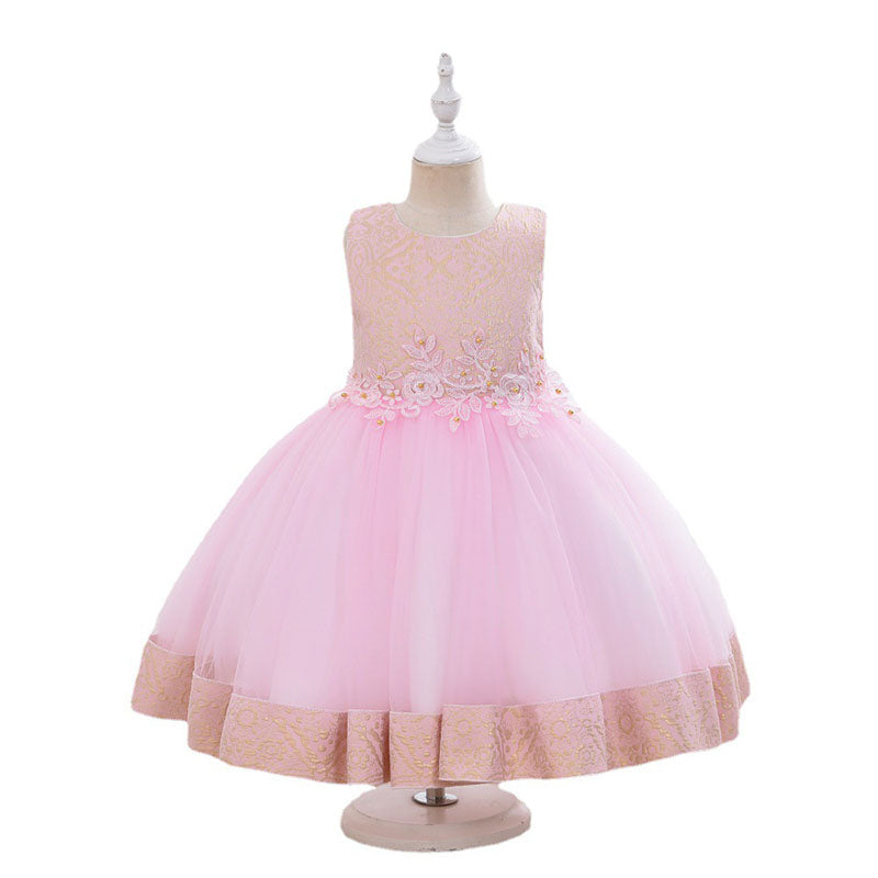 Lace Tulle Princess Flower Girl Dress Long Sleeves Flowers