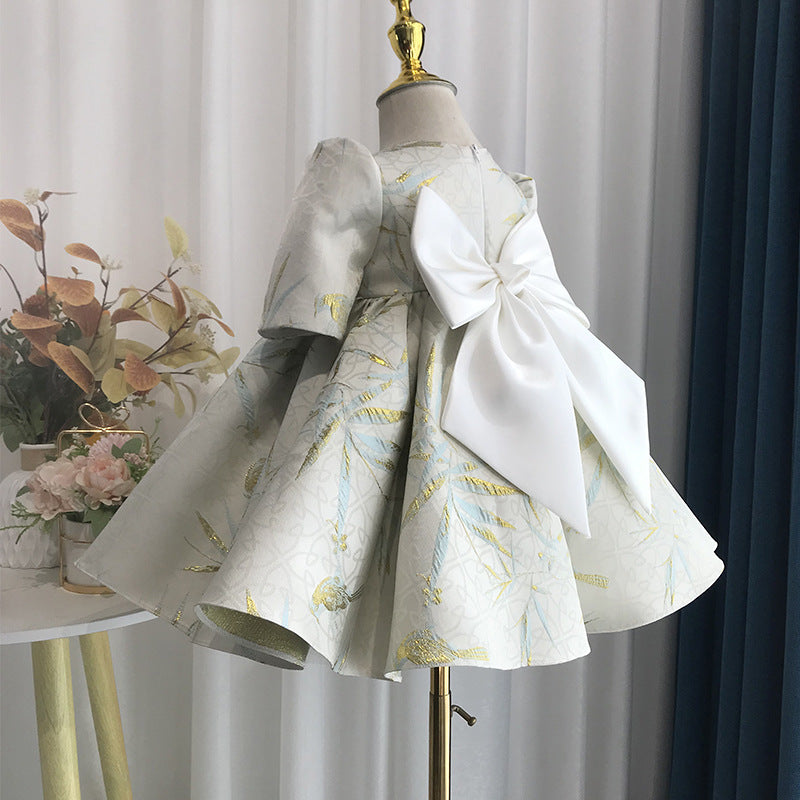 Light Green Satin Floral Ball Gown for Girls - Party & Special Occasion Dress