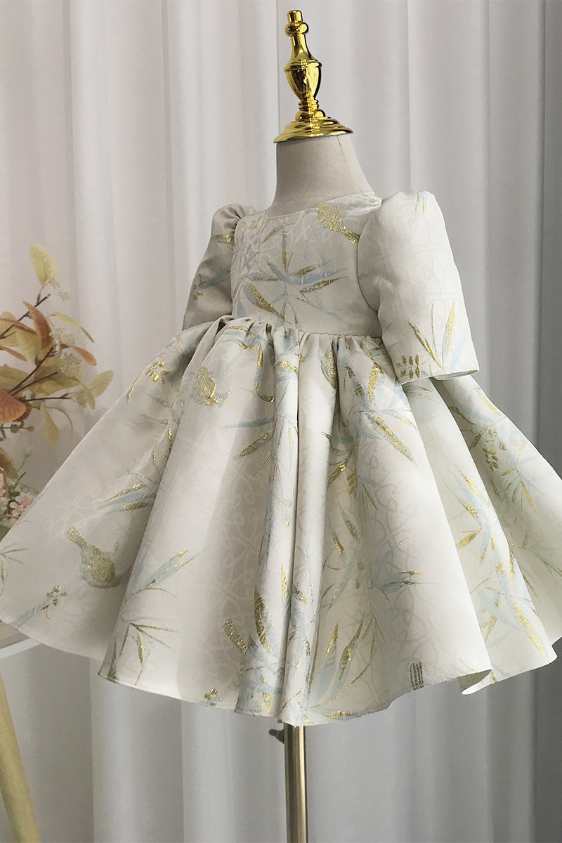 Light Green Satin Floral Ball Gown for Girls - Party & Special Occasion Dress