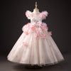Light Pink Tulle Princess Dress with Floral and Sequin Embellishments