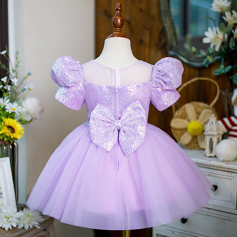 Lilac A-Line Flower Girl Dress - Sequin & Tulle