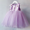 Lilac Satin Tulle A-Line Flower Girl Dress Sleeveless Keyhole